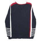 TOMMY HILFIGER Womens Navy Blue Red & White Patterned Cotton Jumper V-Neck Rib