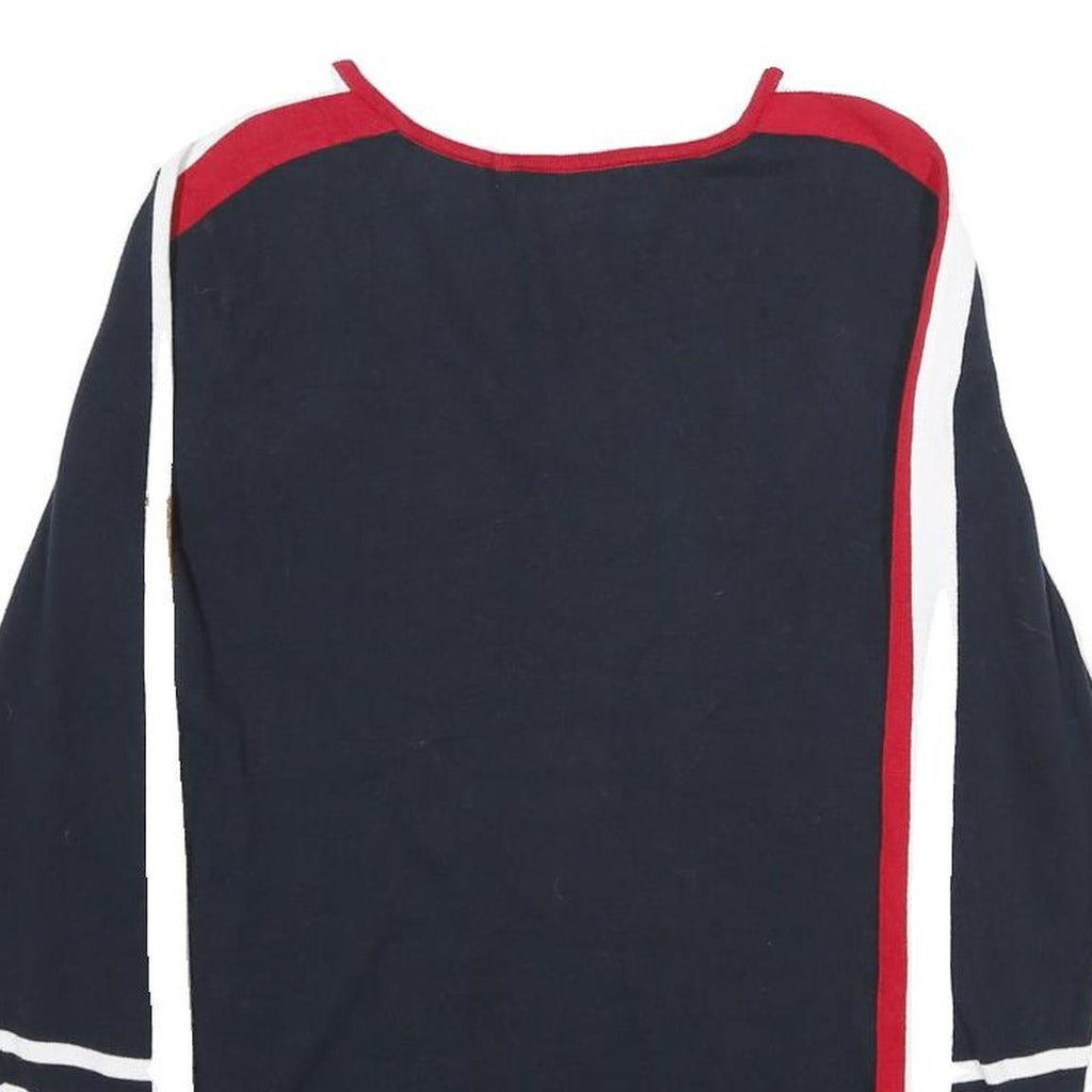 TOMMY HILFIGER Womens Navy Blue Red & White Patterned Cotton Jumper V-Neck Rib