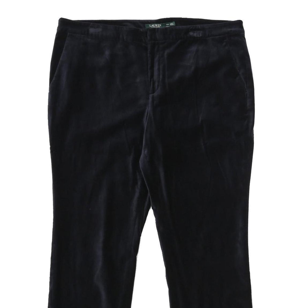 LAUREN RALPH LAUREN Womens Velvet Black Relaxed Trousers W40 L32 Classic Zip