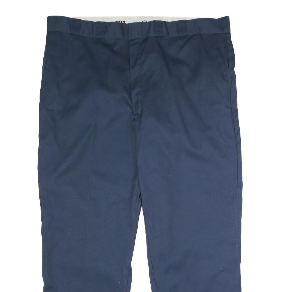 DICKIES Mens Polyester Blend Navy Classic Straight Trousers W46 L32 Workwear Zip