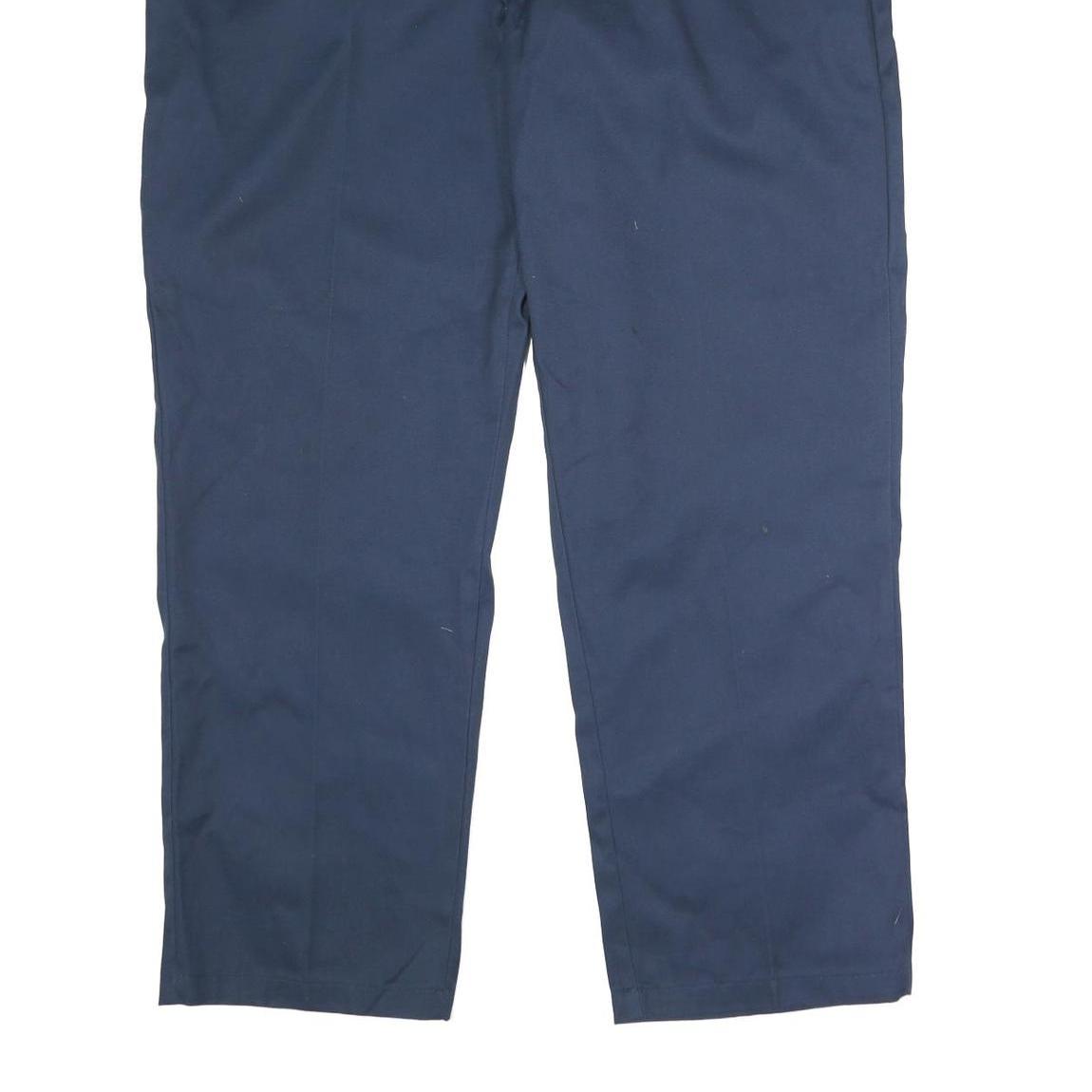 DICKIES Mens Polyester Blend Navy Classic Straight Trousers W46 L32 Workwear Zip