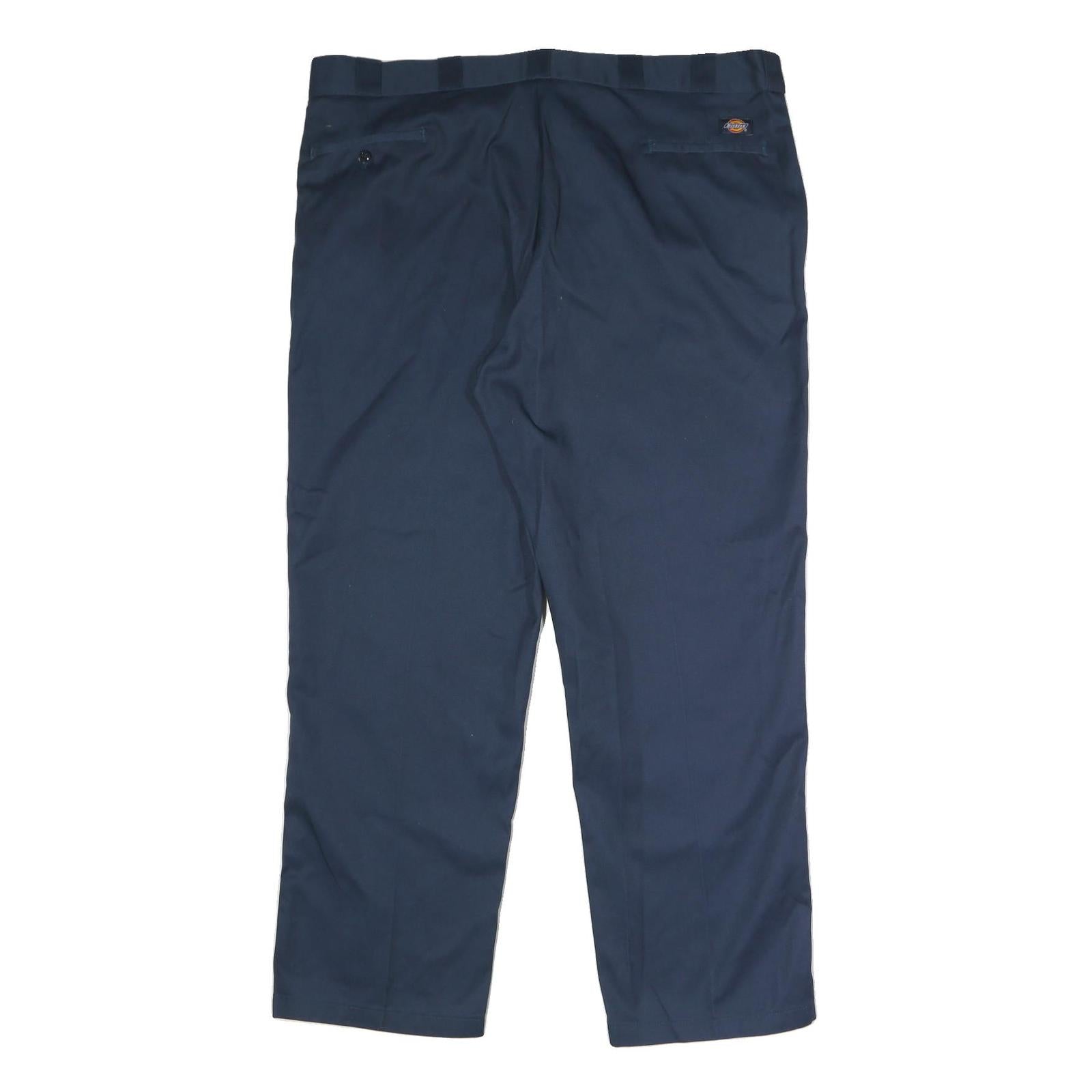 DICKIES Mens Polyester Blend Navy Classic Straight Trousers W46 L32 Workwear Zip