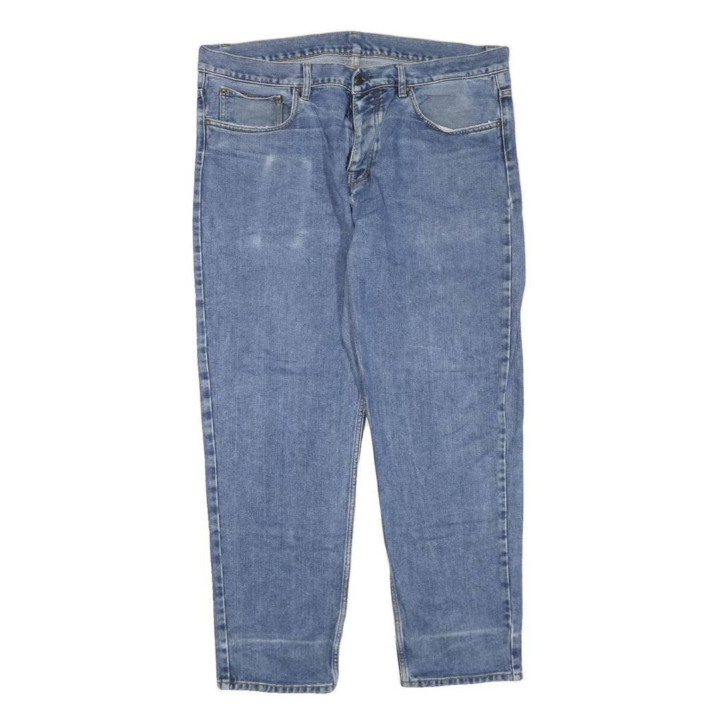 CARHARTT Mens Blue Regular Fit Straight Leg Denim Jeans W40 L30 Zip Closure