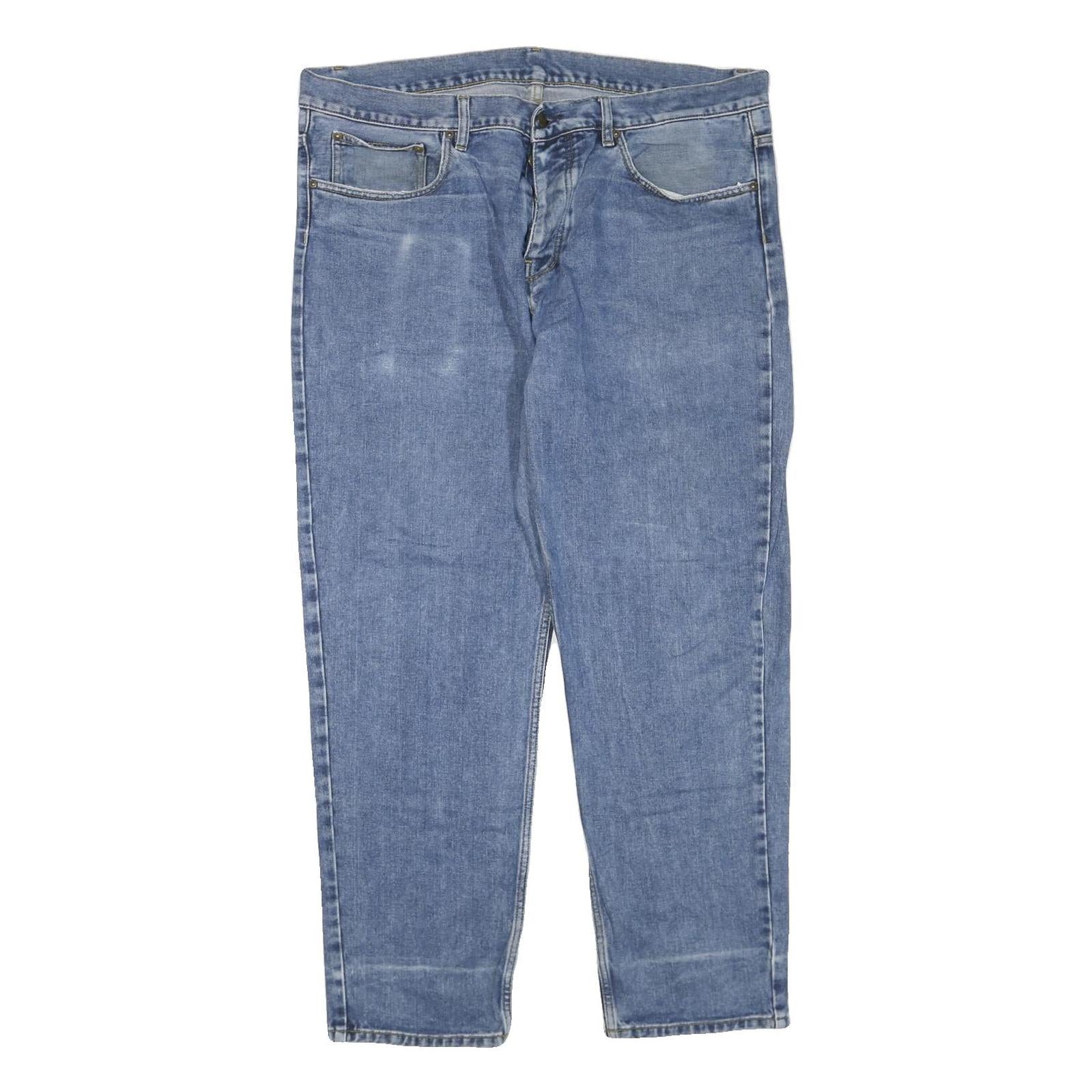 CARHARTT Mens Blue Regular Fit Straight Leg Denim Jeans W40 L30 Zip Closure