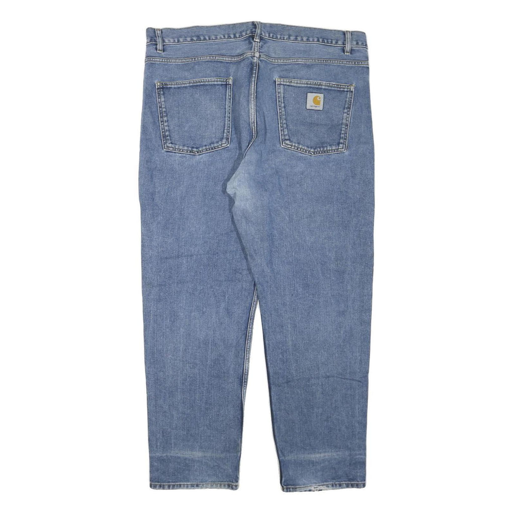 CARHARTT Mens Blue Regular Fit Straight Leg Denim Jeans W40 L30 Zip Closure