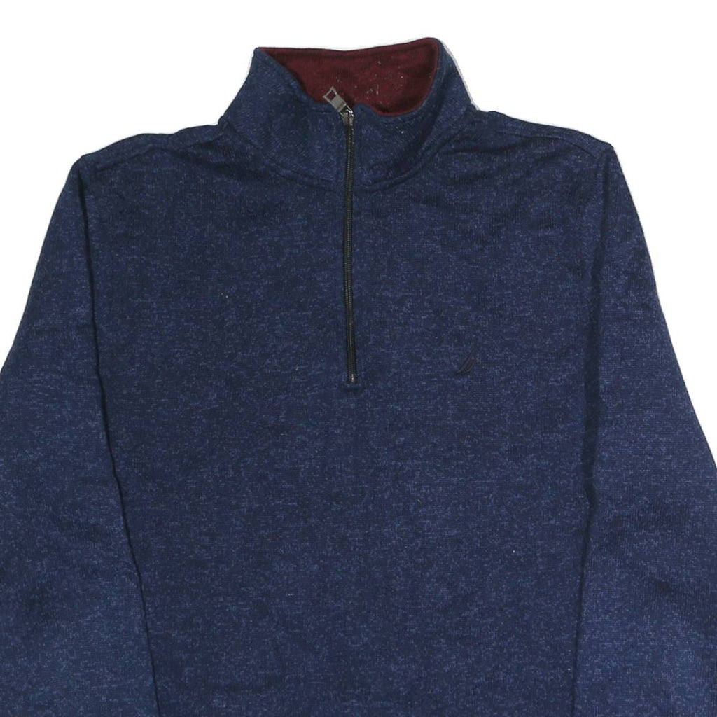 NAUTICA Mens Blue Plain Pullover Jumper Crew Neck Basic Knit M Polyester
