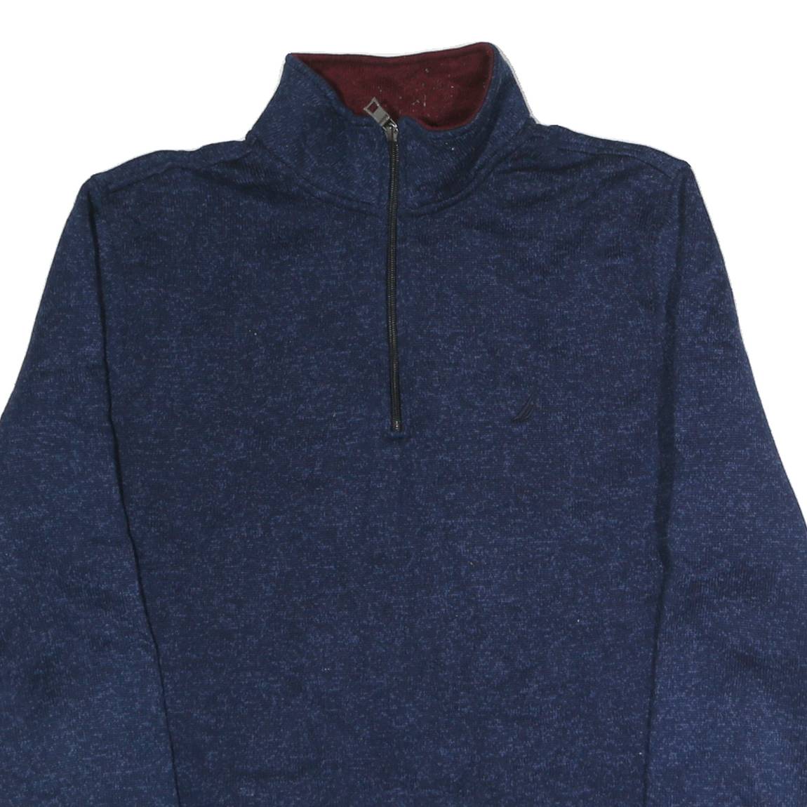 NAUTICA Mens Blue Plain Pullover Jumper Crew Neck Basic Knit M Polyester