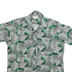 BRAIR HOUSE Mens Green & Black Graphic Abstract Polyester Blend Shirt XL Button