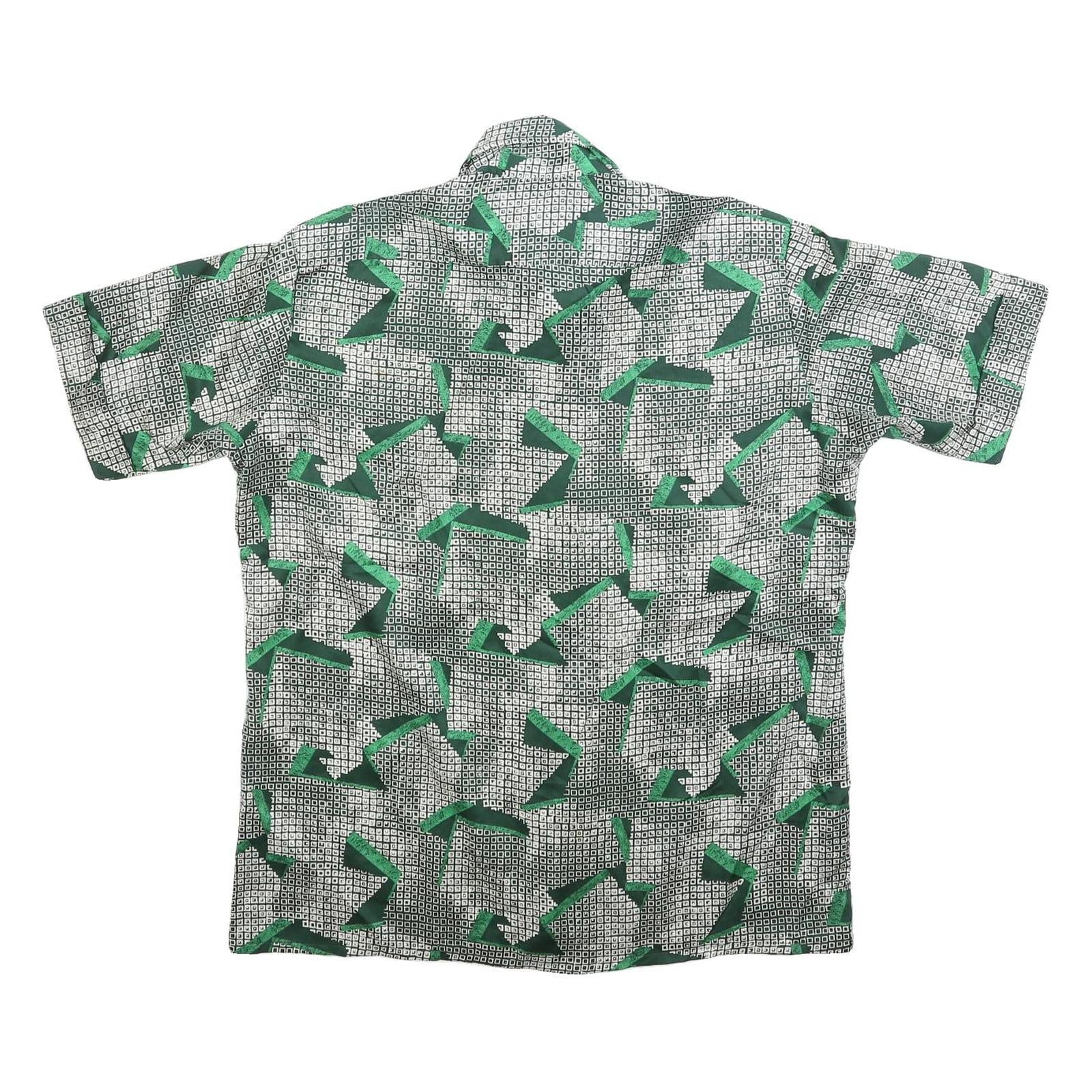 BRAIR HOUSE Mens Green & Black Graphic Abstract Polyester Blend Shirt XL Button