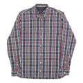 TOMMY HILFIGER Mens Green & Red Check Shirt M Cotton Blend Classic Fit Long