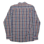 TOMMY HILFIGER Mens Green & Red Check Shirt M Cotton Blend Classic Fit Long