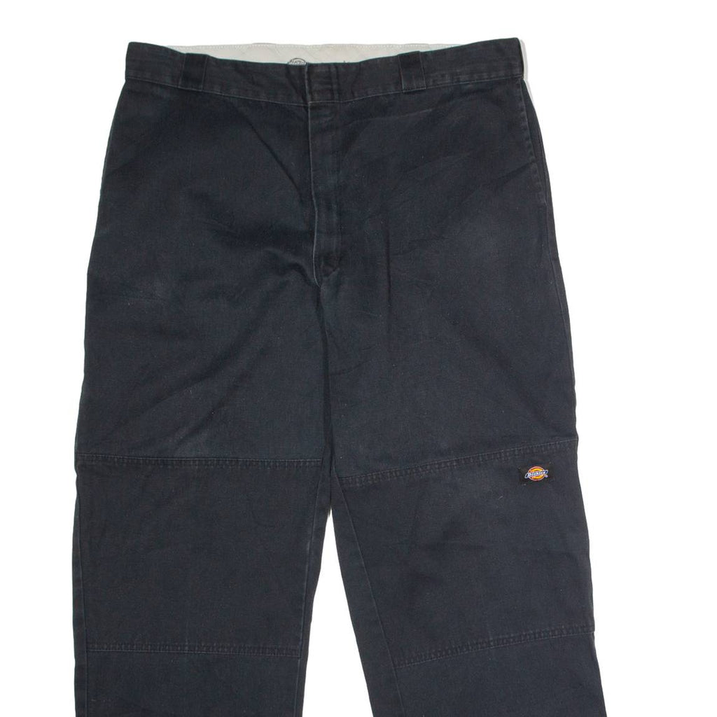 DICKIES Workwear Mens Twill Trousers Black Loose Straight W38 L32
