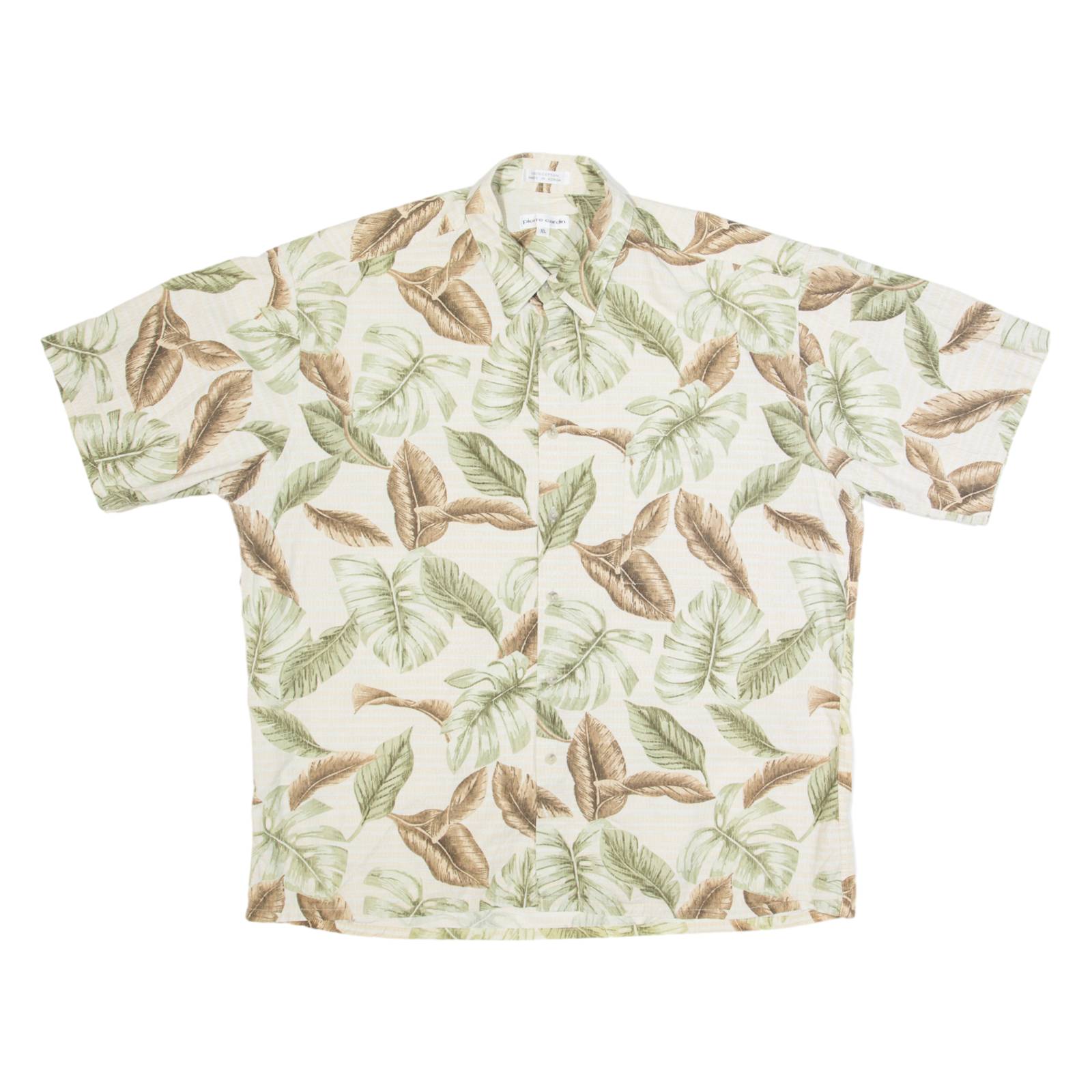 PIERRE CARDIN Mens Hawaiian Shirt Beige Floral XL