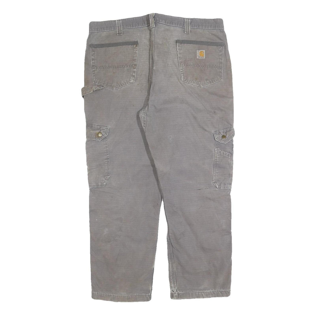 CARHARTT Mens Cotton Blend Grey Relaxed Cargo Trousers W40 L30 Workwear Utility