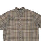 HARLEY DAVIDSON Mens Beige Plaid Cotton Blend Shirt 2XL Short Sleeve Button