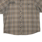 HARLEY DAVIDSON Mens Beige Plaid Cotton Blend Shirt 2XL Short Sleeve Button