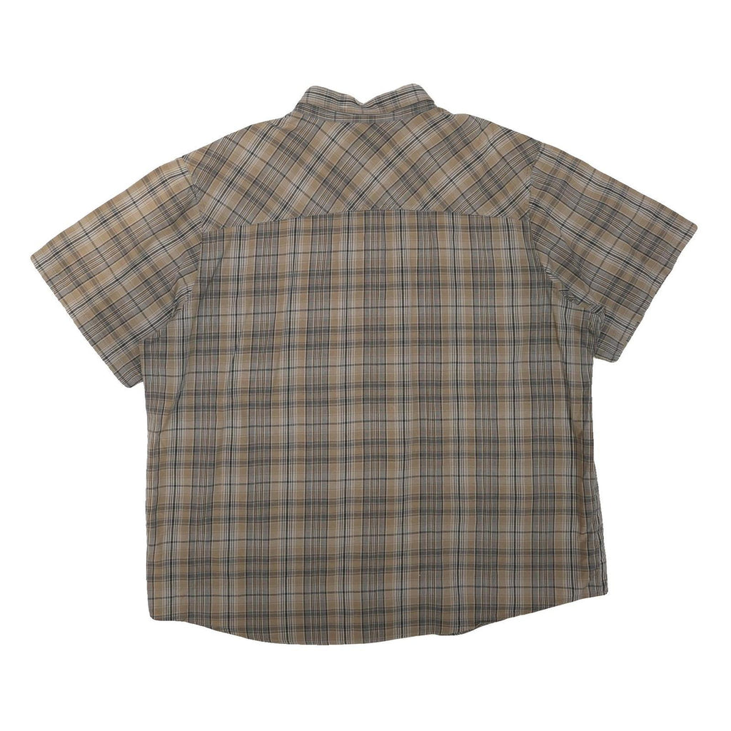 HARLEY DAVIDSON Mens Beige Plaid Cotton Blend Shirt 2XL Short Sleeve Button