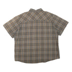 HARLEY DAVIDSON Mens Beige Plaid Cotton Blend Shirt 2XL Short Sleeve Button