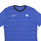 NIKE Mens Blue & Black Striped Graphic T-Shirt L Short Sleeve Crew Neck