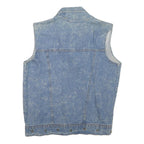 Womens Blue & Yellow Denim Animal Print Zip Jacket XS Cotton Blend Sleeveless