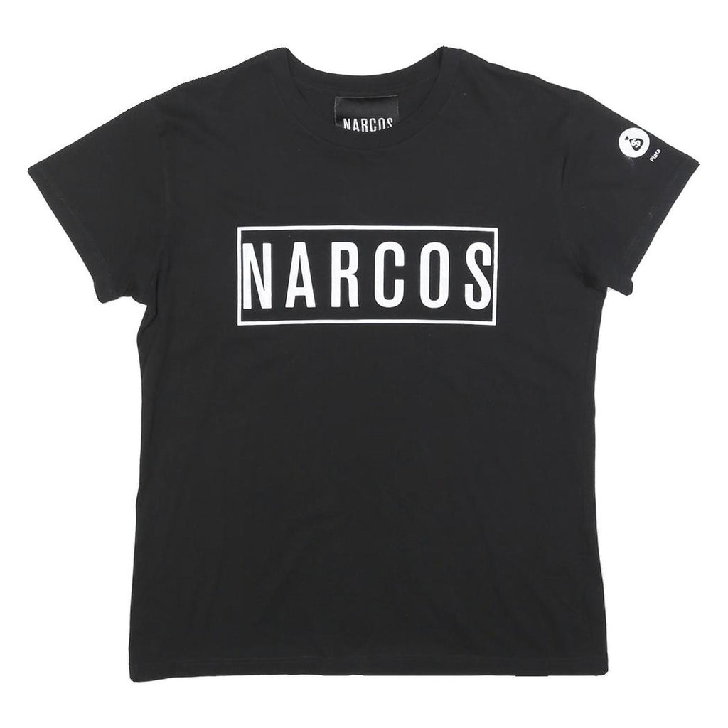 NARCOS Womens Black Graphic T-Shirt L Short Sleeve Crew Neck Logo Print