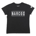 NARCOS Womens Black Graphic T-Shirt L Short Sleeve Crew Neck Logo Print