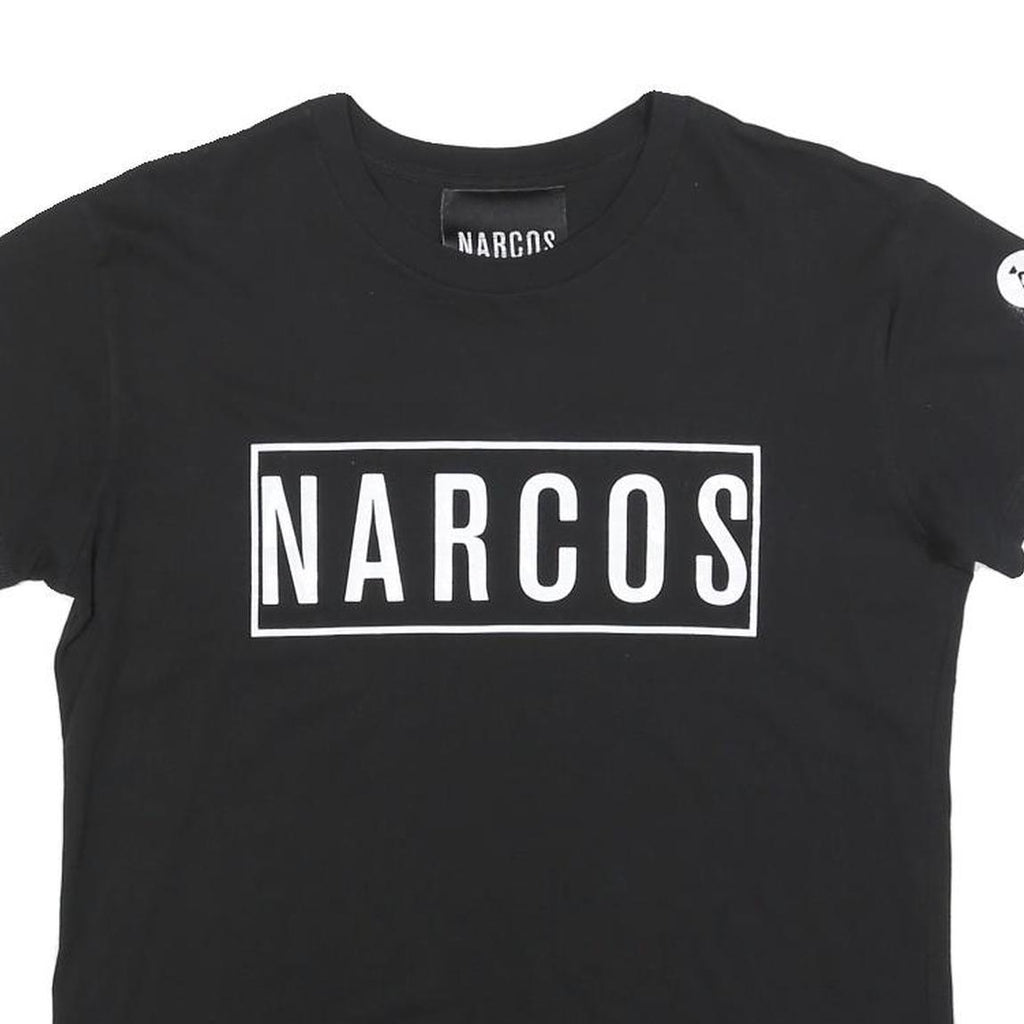NARCOS Womens Black Graphic T-Shirt L Short Sleeve Crew Neck Logo Print