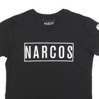 NARCOS Womens Black Graphic T-Shirt L Short Sleeve Crew Neck Logo Print