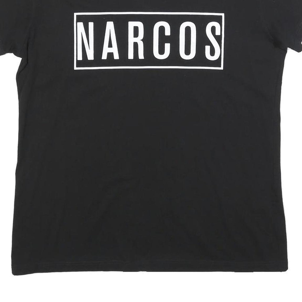NARCOS Womens Black Graphic T-Shirt L Short Sleeve Crew Neck Logo Print