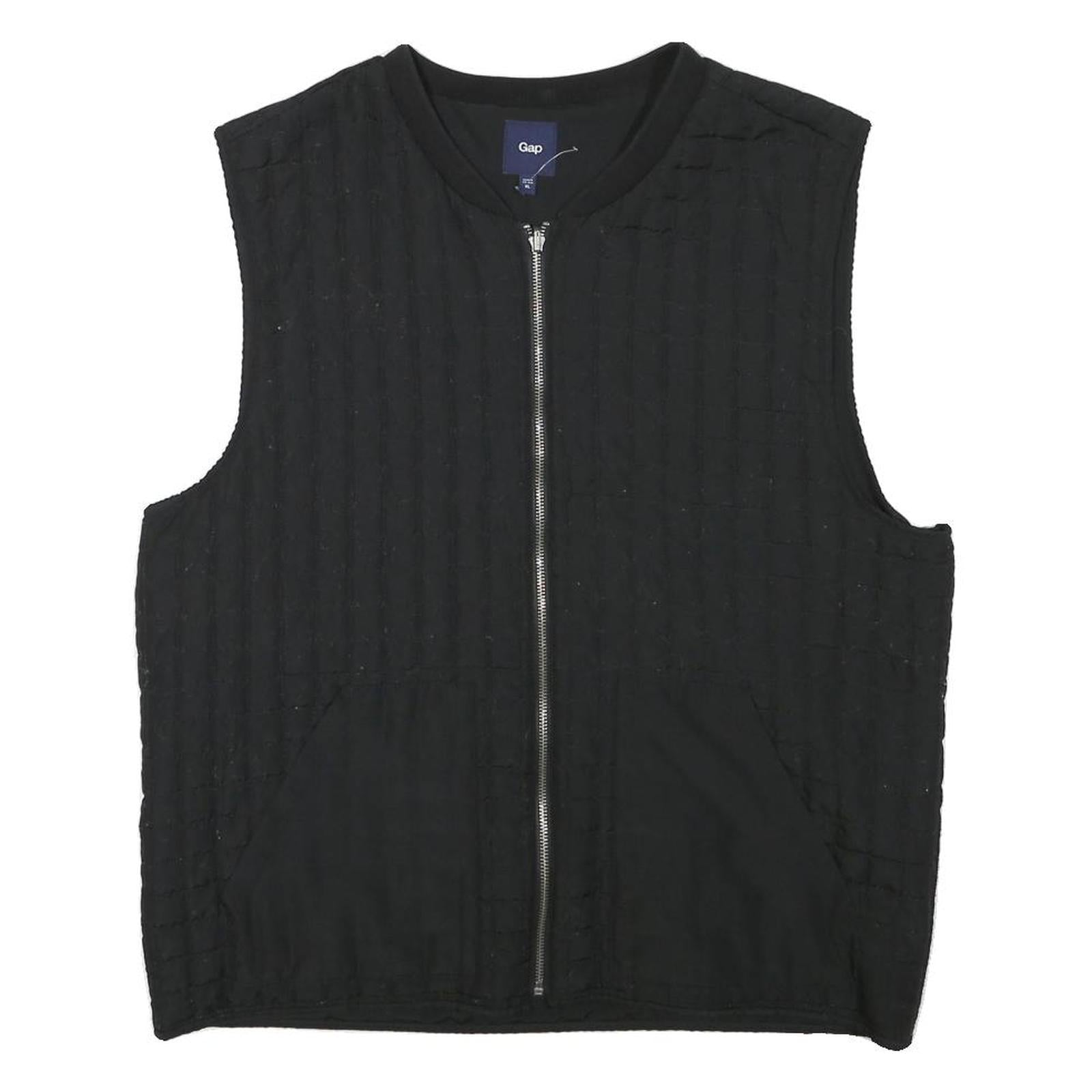 GAP Mens Black XL Quilted Zip Jacket Polyester Blend Lightweight Vest