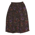 WORTHINGTON Womens Brown Floral Pleated Midi Polyester Skirt M Elegant