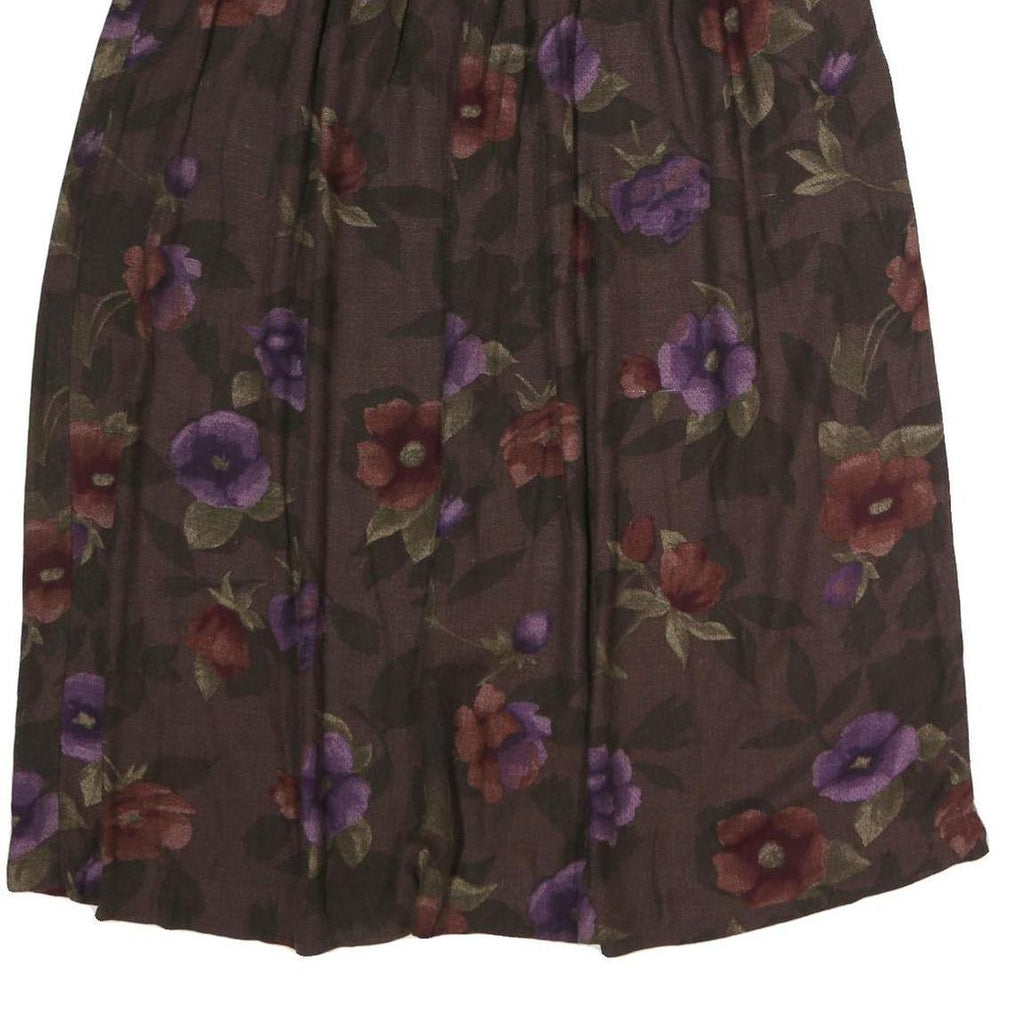 WORTHINGTON Womens Brown Floral Pleated Midi Polyester Skirt M Elegant