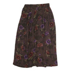 WORTHINGTON Womens Brown Floral Pleated Midi Polyester Skirt M Elegant