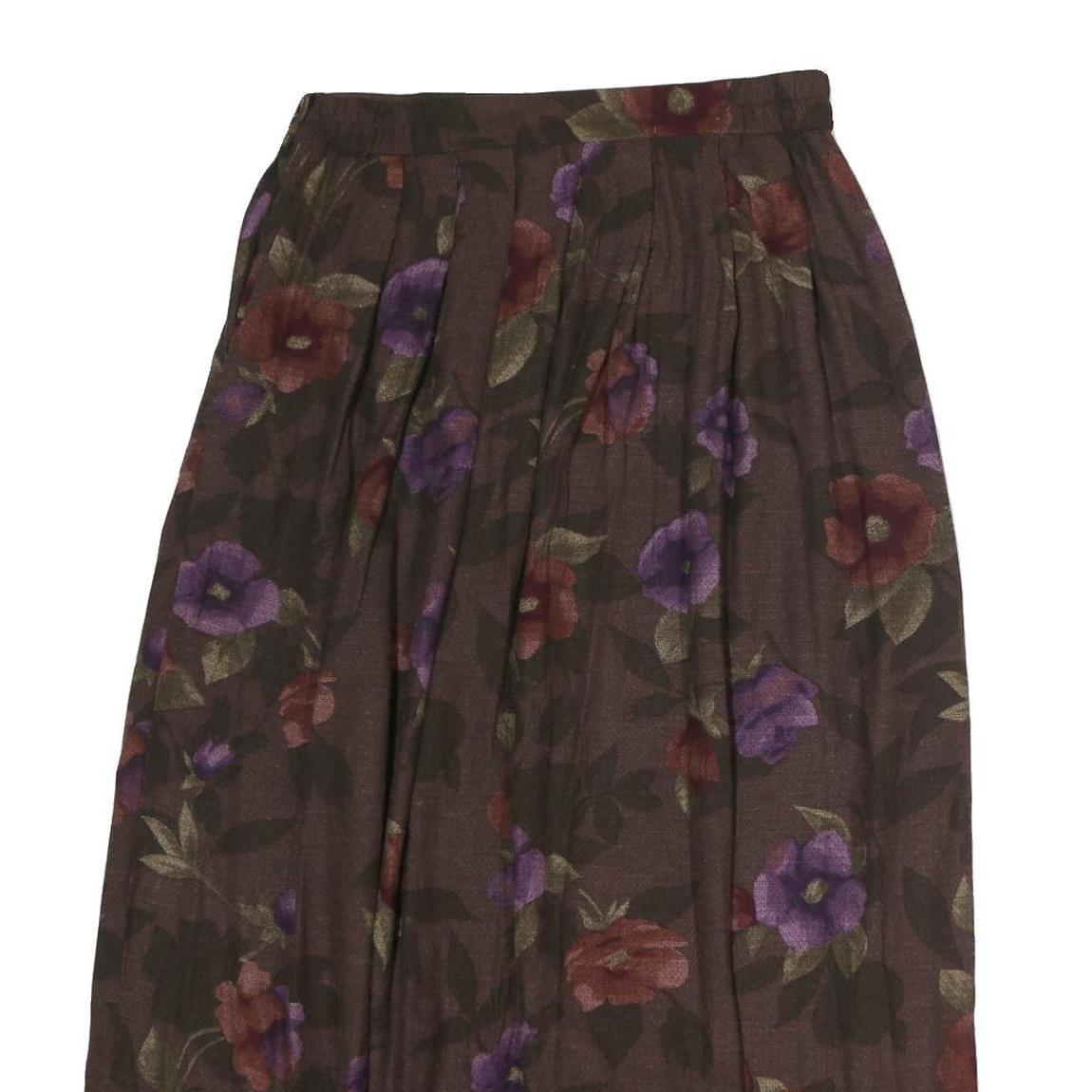 WORTHINGTON Womens Brown Floral Pleated Midi Polyester Skirt M Elegant