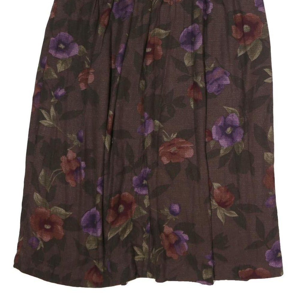 WORTHINGTON Womens Brown Floral Pleated Midi Polyester Skirt M Elegant