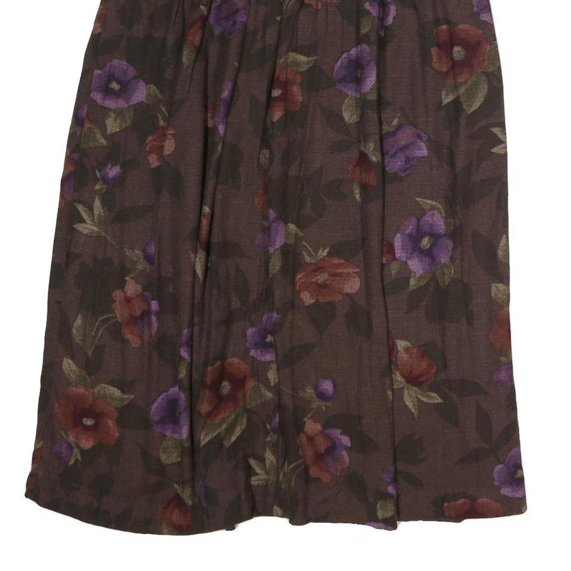 WORTHINGTON Womens Brown Floral Pleated Midi Polyester Skirt M Elegant