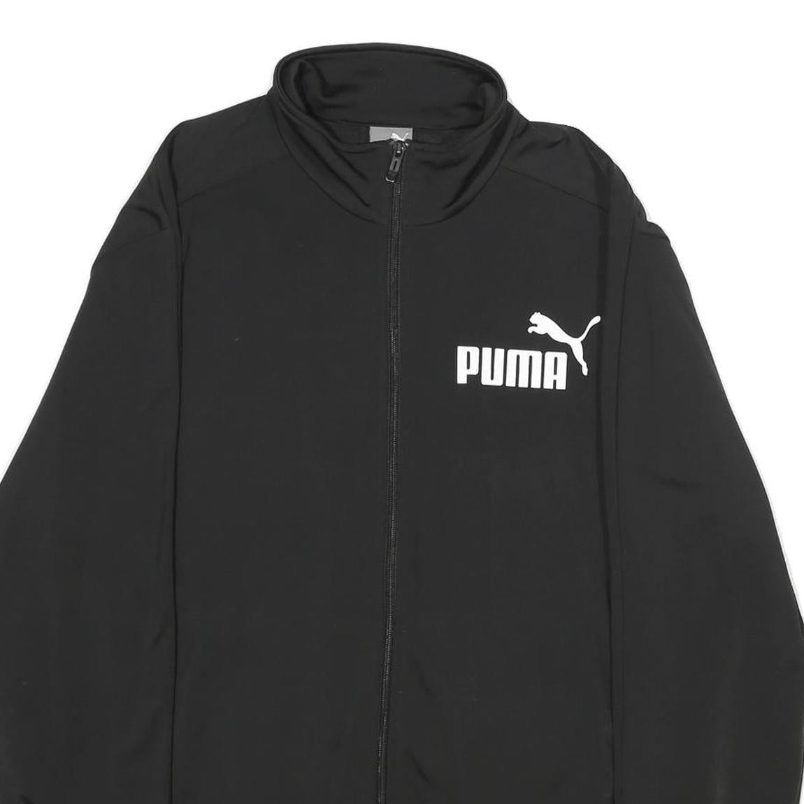 PUMA Mens Black Polyester Track Jacket L Zip Plain Sportswear Active