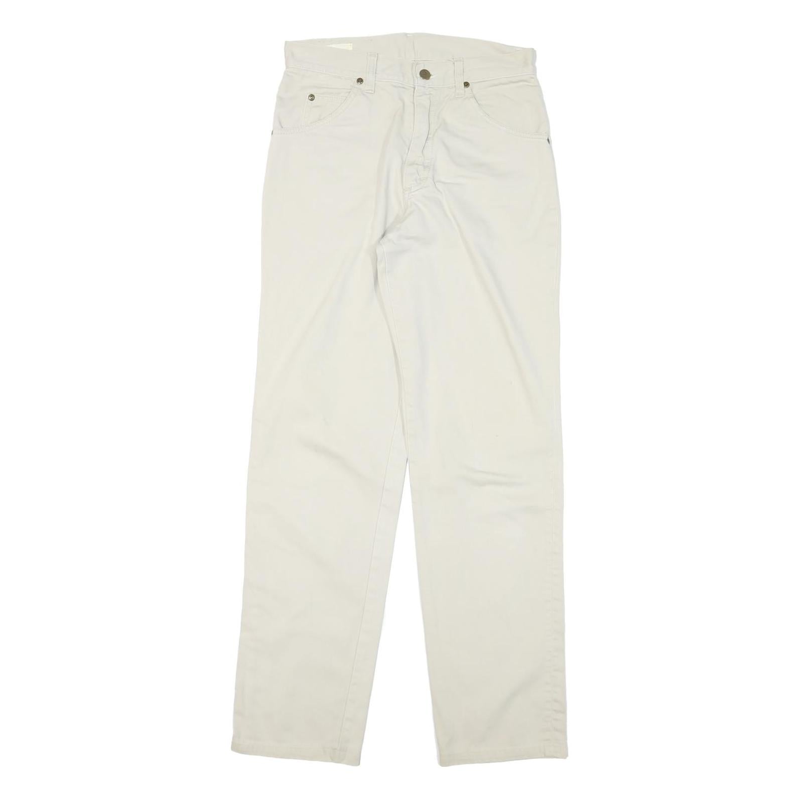 LEE Mens Regular Fit White Cotton Blend Zip Trousers W28 L30 Casual Wear