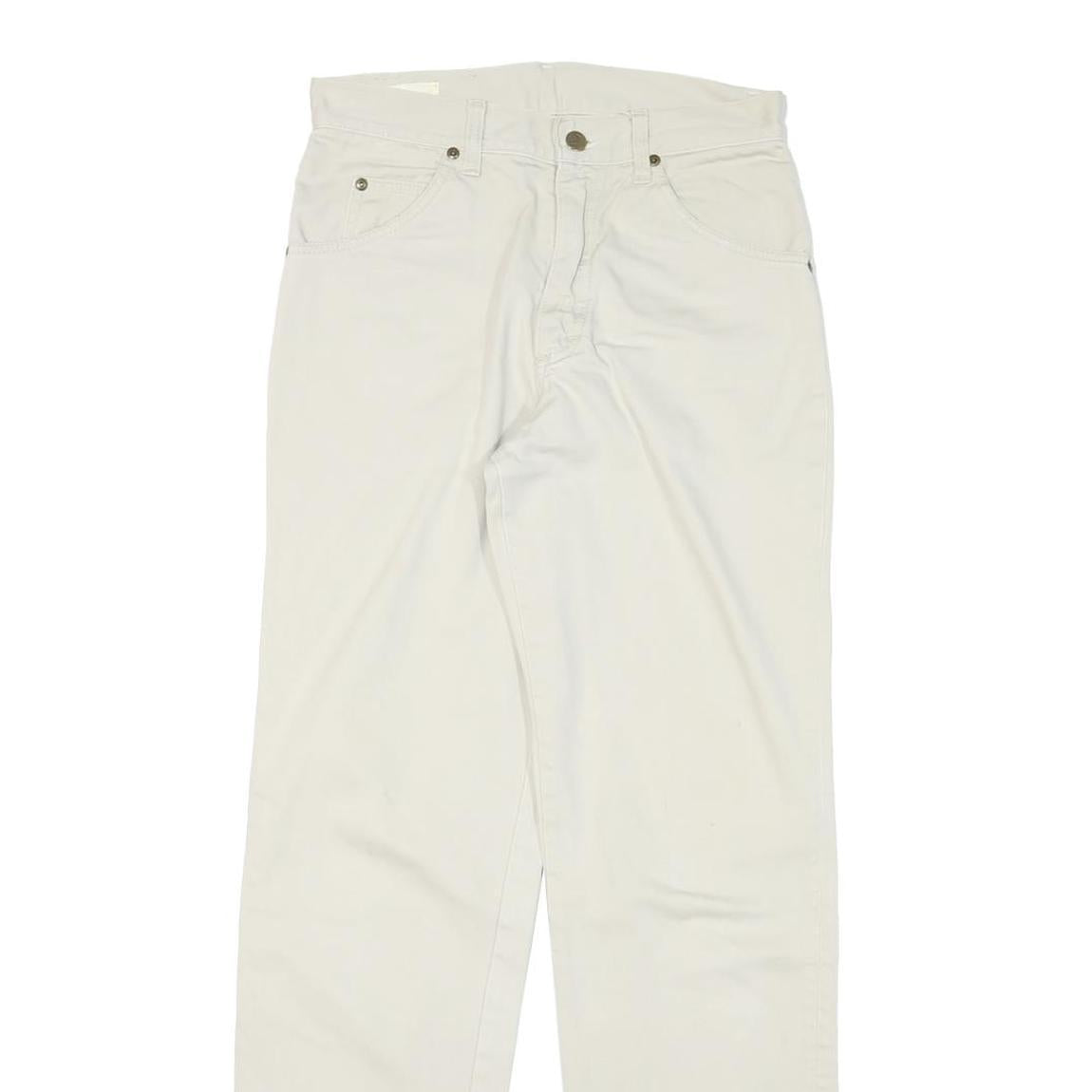 LEE Mens Regular Fit White Cotton Blend Zip Trousers W28 L30 Casual Wear