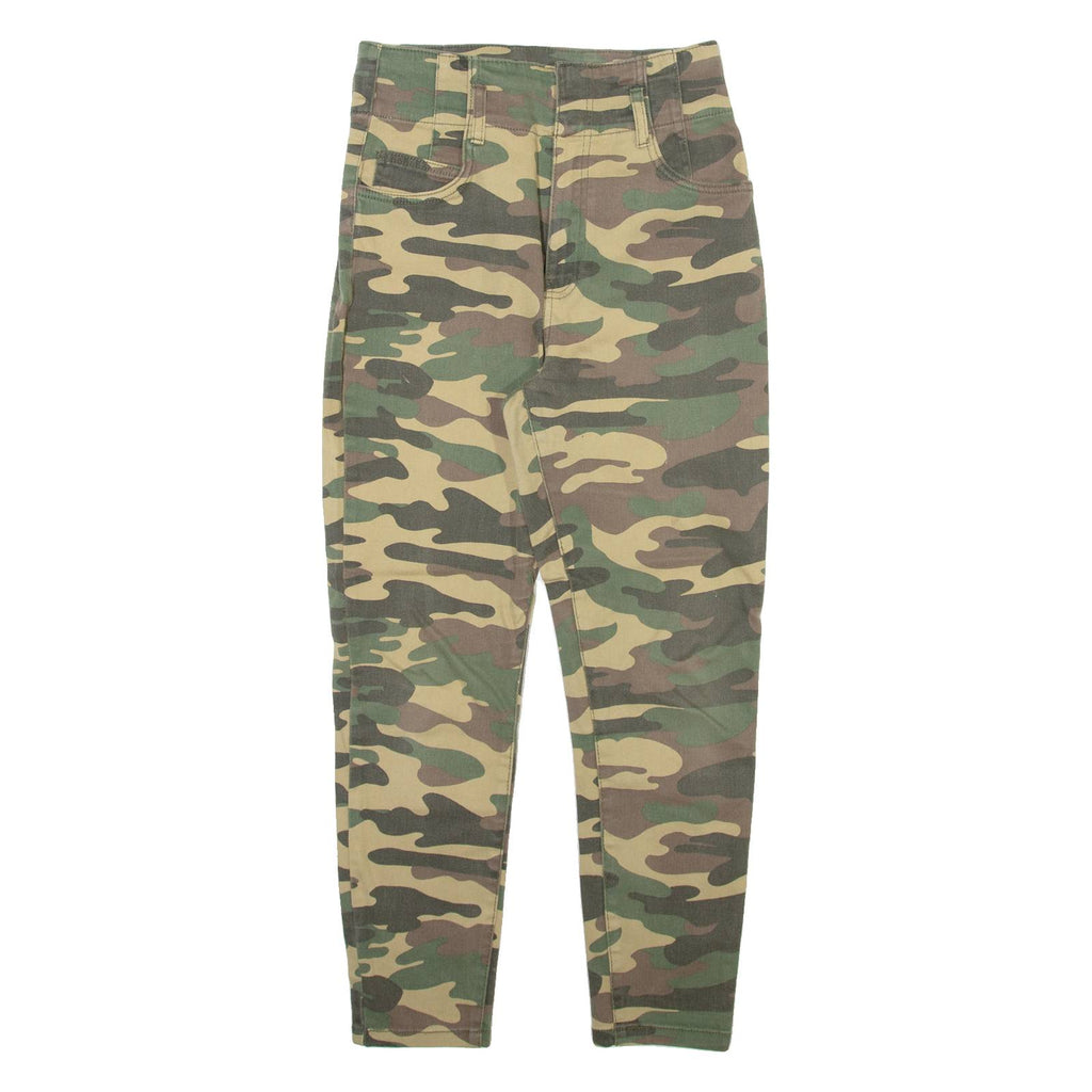 BERSHKA Camo Womens Trousers Grey Slim Skinny W26 L25