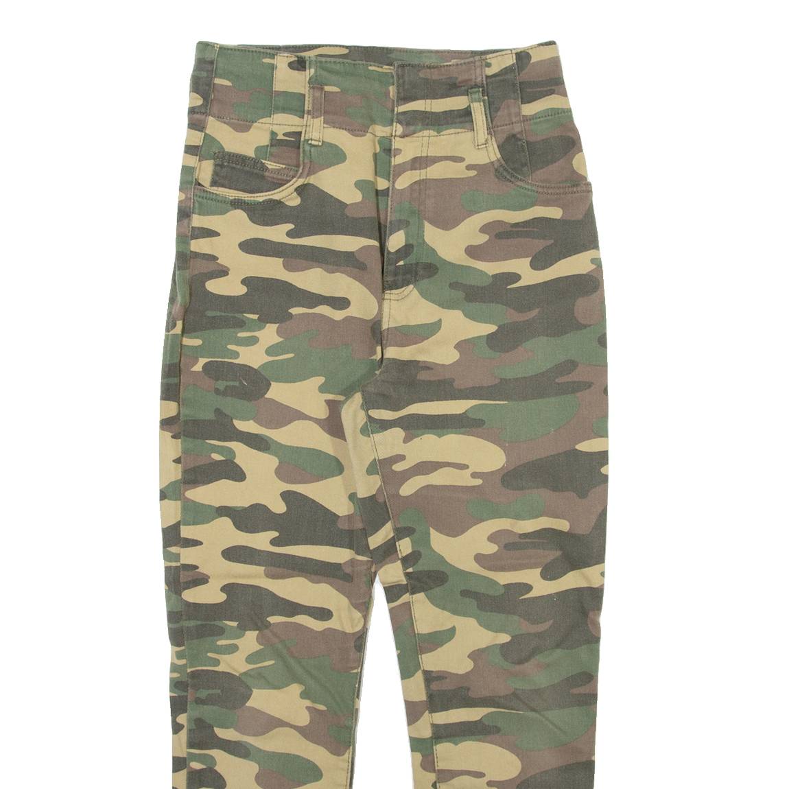 BERSHKA Camo Womens Trousers Grey Slim Skinny W26 L25