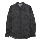 REISS Womens Black Printed Button Shirt Long Sleeve Collar UK 10 Elegant Top