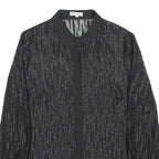 REISS Womens Black Printed Button Shirt Long Sleeve Collar UK 10 Elegant Top