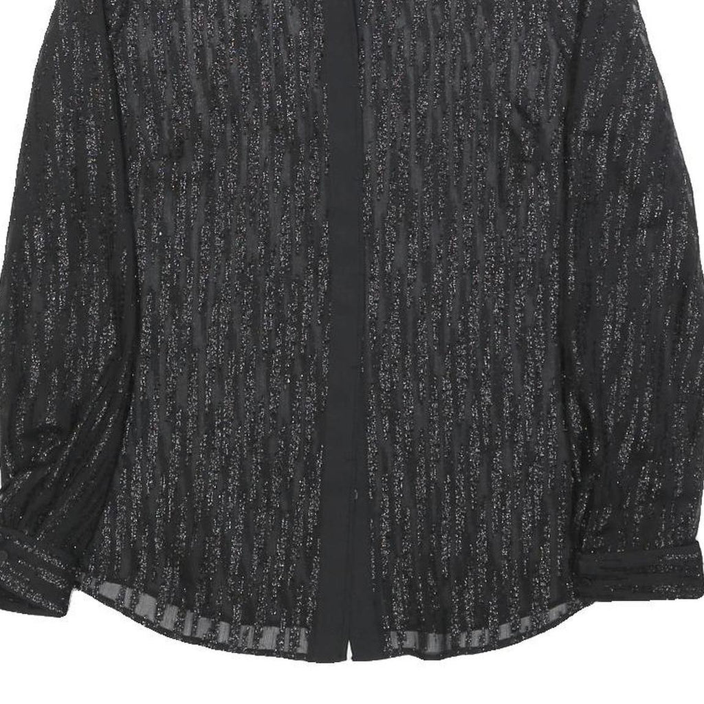 REISS Womens Black Printed Button Shirt Long Sleeve Collar UK 10 Elegant Top
