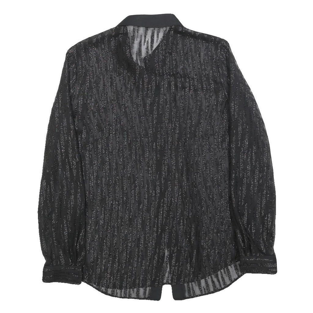 REISS Womens Black Printed Button Shirt Long Sleeve Collar UK 10 Elegant Top