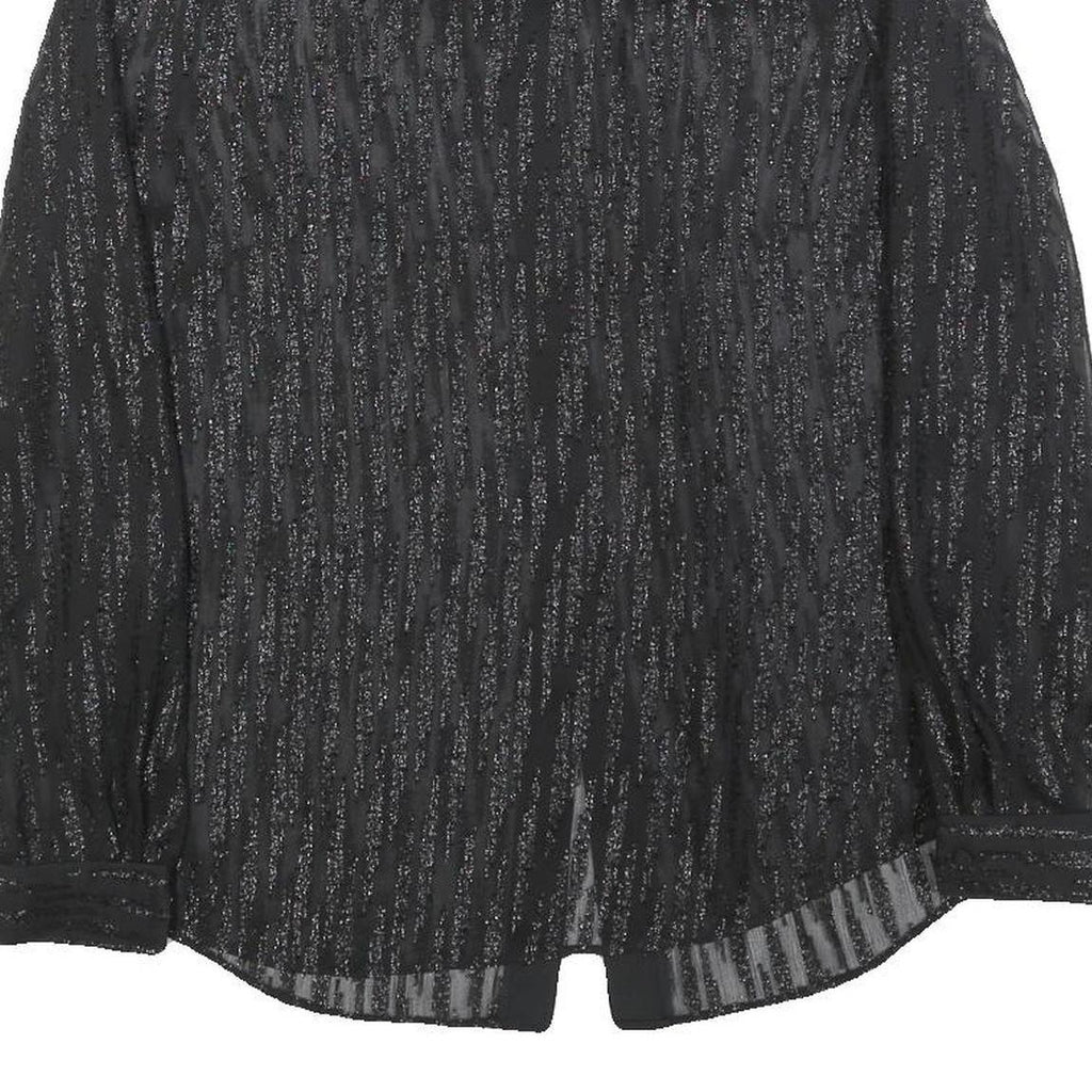 REISS Womens Black Printed Button Shirt Long Sleeve Collar UK 10 Elegant Top