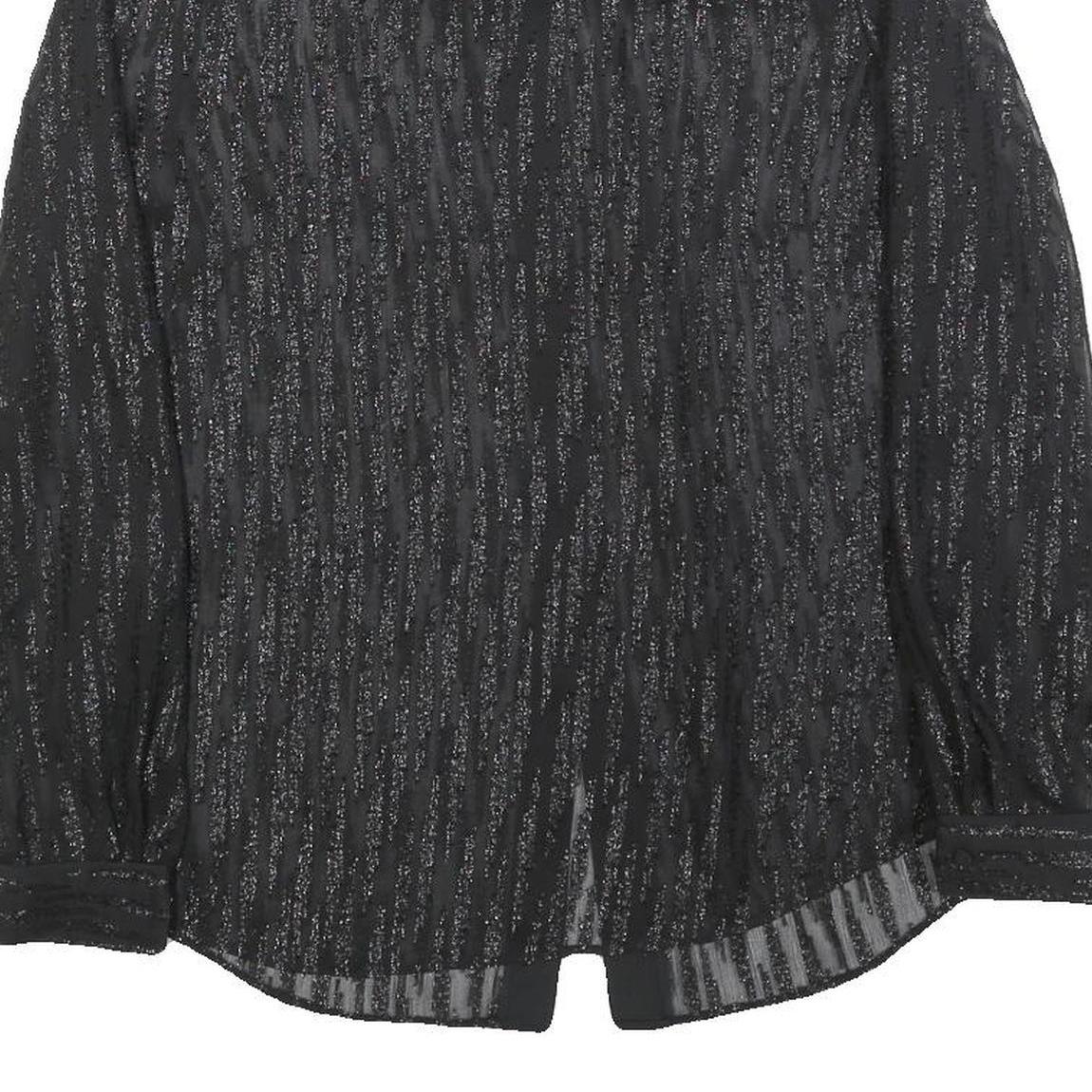 REISS Womens Black Printed Button Shirt Long Sleeve Collar UK 10 Elegant Top