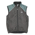 THE NORTH FACE Mens Grey & Green Sleeveless Nylon Jacket S Windbreaker Zip Up