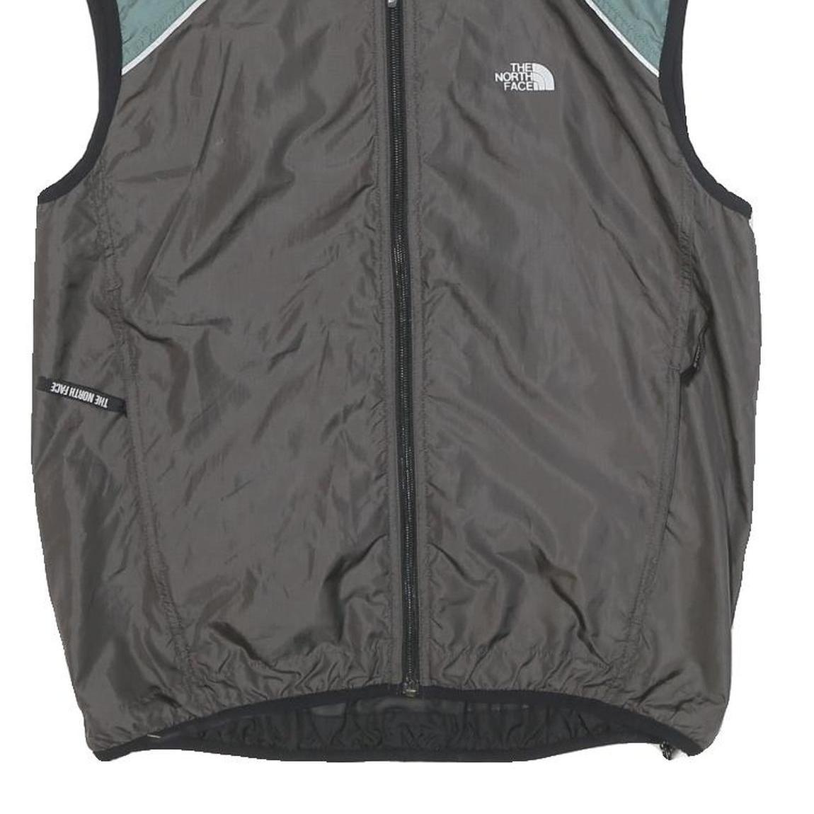 THE NORTH FACE Mens Grey & Green Sleeveless Nylon Jacket S Windbreaker Zip Up