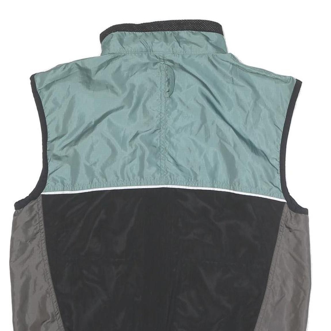 THE NORTH FACE Mens Grey & Green Sleeveless Nylon Jacket S Windbreaker Zip Up